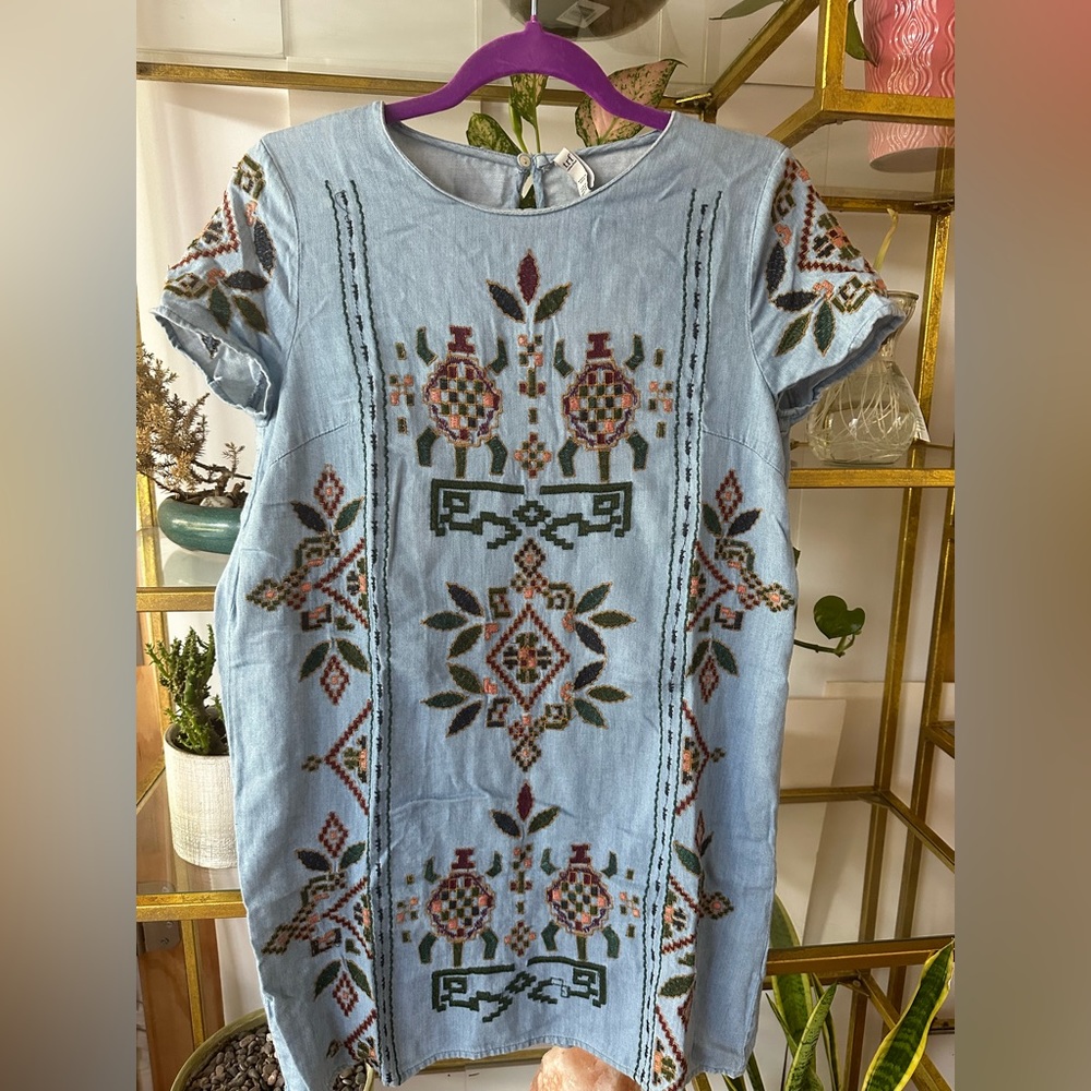 Denim ethnic mini dress Zara M